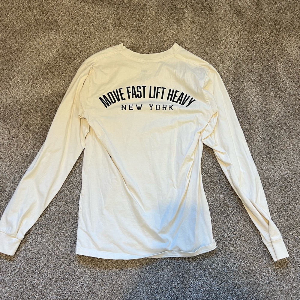 Move Fast Lift Heavy MFLH 	'23 INTERLOCK LONG SLEEVE TEE / CREAM NWOT SMALL